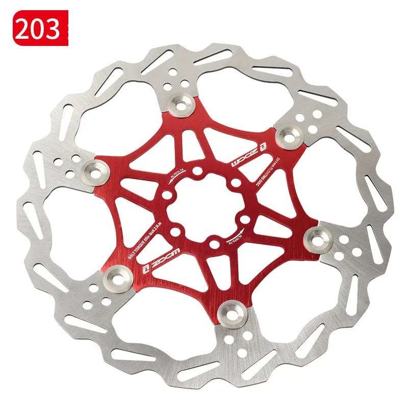 Zoom велосипедный Дисковый Тормоз MTB тормозной поплавок плавающие дисковые роторы 160 мм 180 мм 203 мм гидравлические тормозные колодки поплавок роторы запчасти для велосипеда - Цвет: red 203mm
