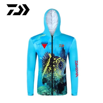 

Daiwa Men Hooded Quick Dry Breathable Fishing Shirt Long Sleeves Professional Hiking Cycling Sportwear Sunscreen Clothes