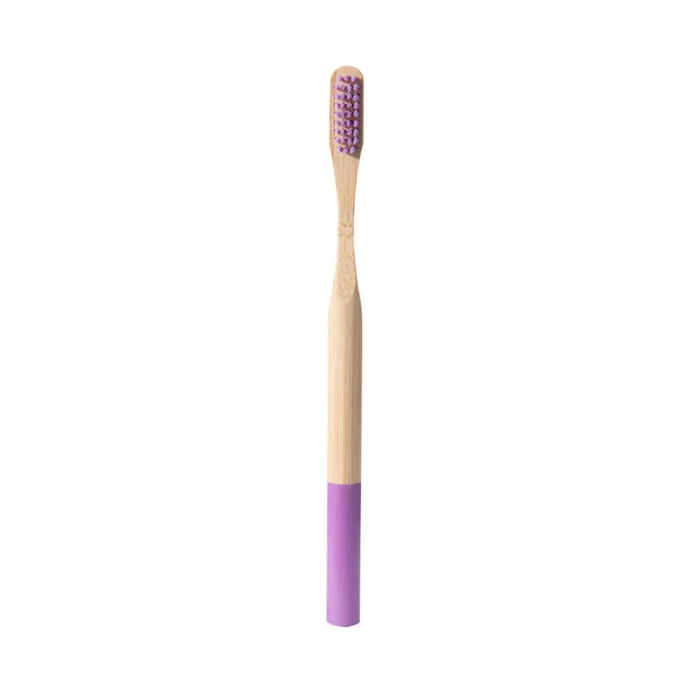1 шт. деревянная зубная щетка+ 1 шт. бамбуковая трубка Экологичная зубная щетка из натурального бамбука дорожный футляр Мягкая головка зубная щетка 2 шт. упаковка - Цвет: purple