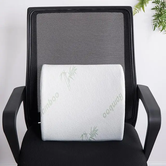2 In 1 Bamboo Fiber Memory Foam Seat Cushion Back Cushion Slow Rebound Waist Support Set for Home Office Health Care Chair Pad 