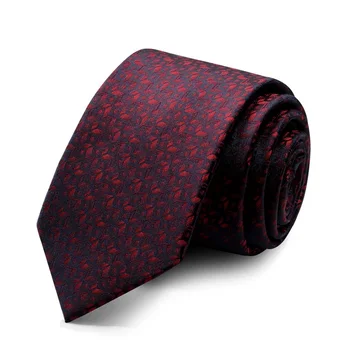 

2020 Brand New Fashion High Quality Men 7CM Red Flower Pattern Navy Blue Necktie Work Formal Suit Neck Tie for Men with Gift Box
