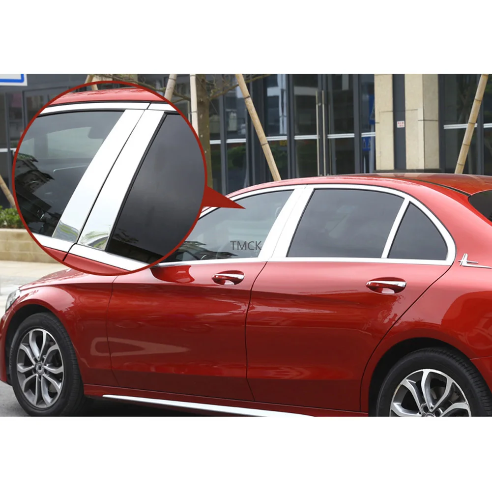 Для Mercedes Benz C Class W205 2015 2019 полированный алюминиевый сплав окна автомобиля B столб