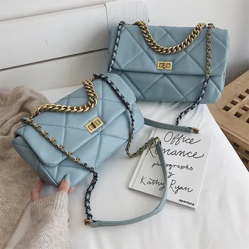

2019 new lady diamond chain bag simple fashion lock single shoulder diagonal small square bag