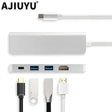 Ajiuyu USB C концентратор Thunderbolt 3 type C адаптер док-станция 3 USB 3,0 порт 4K HDMI мульти порты для Macbook Pro Air iMAC НОУТБУК сплиттер