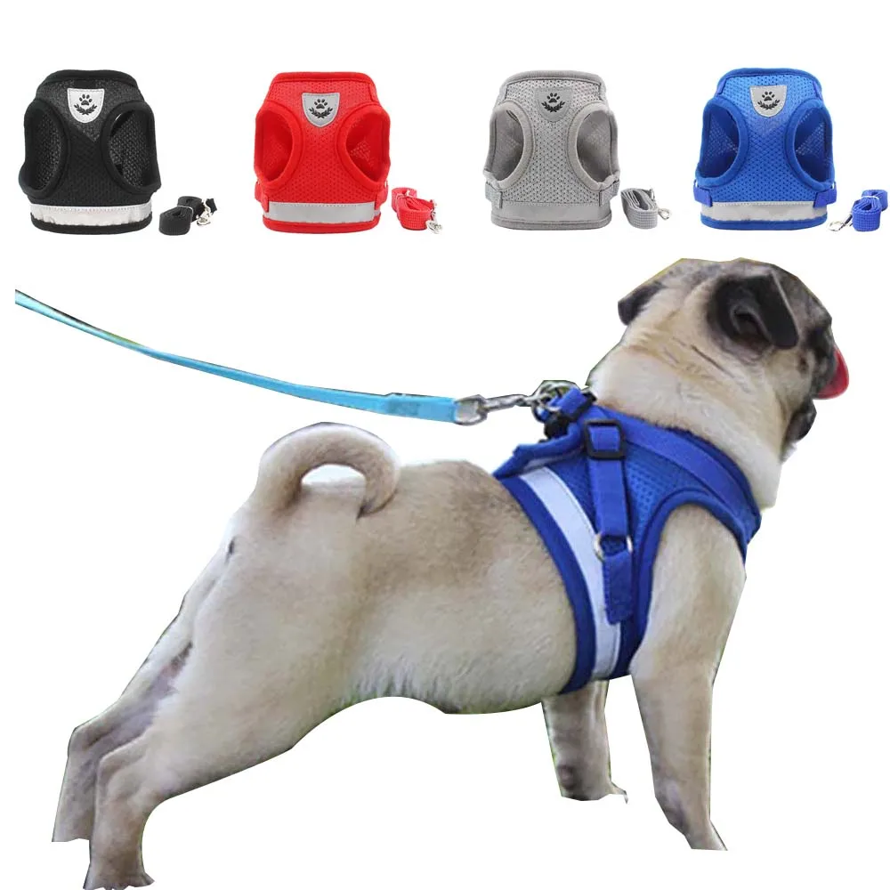 

Adjustable Reflective Safety Dog Harness and Leash Set for Small Medium Dogs Harnesses Vest Puppy Chest Strap Pet accessories