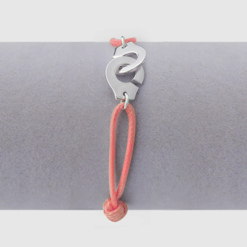Online Francia París joyería 925 Plata de Ley esposas pulsera para mujeres con cuerda 925 Plata colgante pulsera Menottes