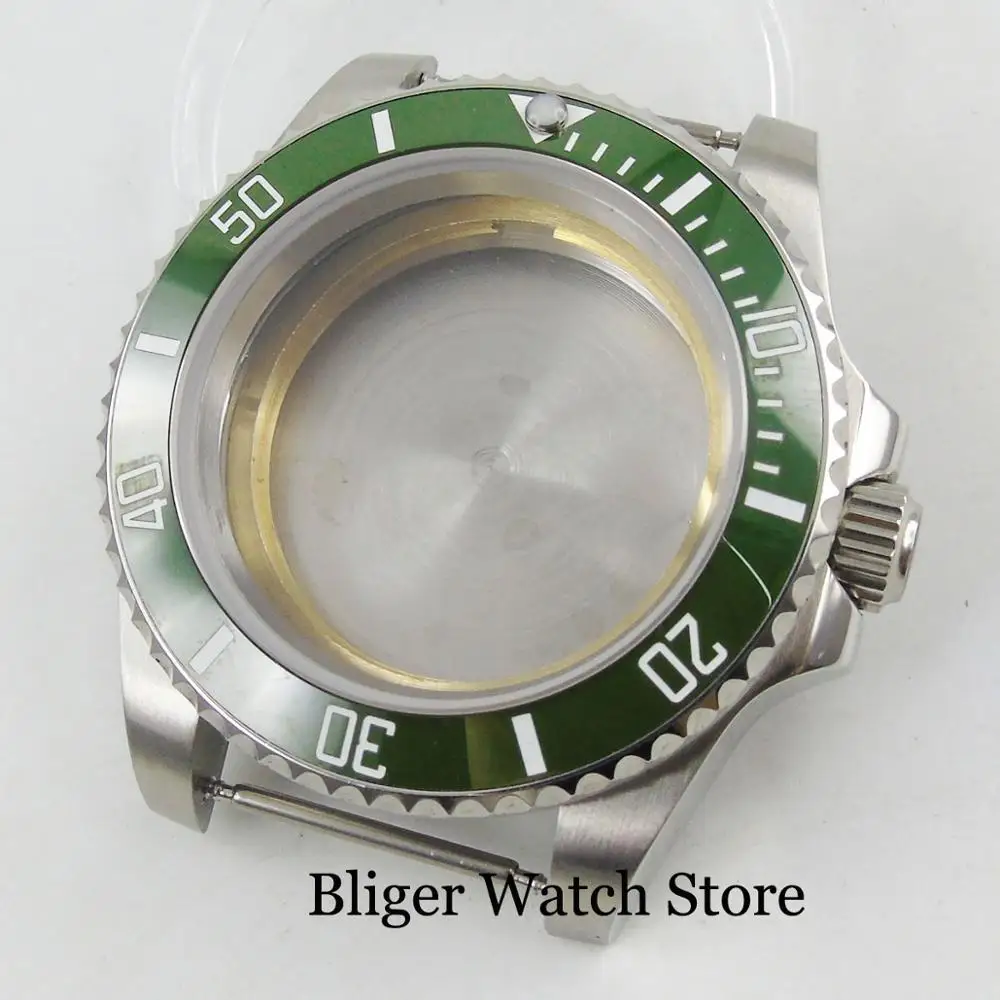 

BLIGER Watch Case for NH35 NH35A MIYOTA 8215 Movement Green Bezel Insert Sapphire Glass Solid Back