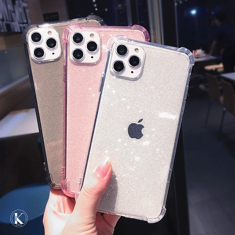 Прозрачный мягкий силиконовый чехол с блестками для телефона Apple iPhone 11 Pro X XS Max XR 6