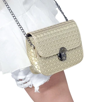 

NEW-Chain Handbags Tide Small Square Package Fashion Woman Shoulder Bag Han Edition Messenger Bag Gold