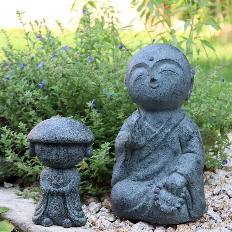 

Chinese Retro Zen Little Monk Resin Ornaments Terrace Tea Room Homestay Figurines Crafts Landscape Garden Sculpture Decoration