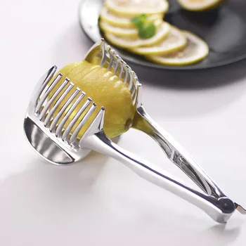 

Tomato Lemon Slicer Holder Round Fruits Onion Shredder Cutter Guide Tongs with Handle Kitchen Cutting Tool