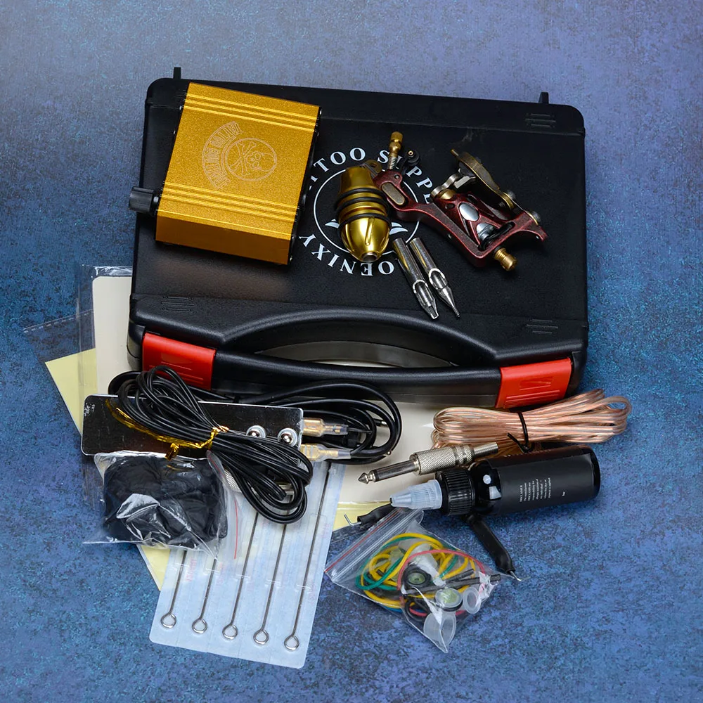 US $57.57 Complete Tattoo Kit Rotary Machine Gun Set 30ML Inks Power Supply Accessories Permanent Makeup Professional Rotary Tattoo Set