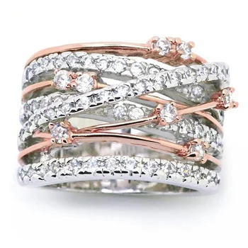 Nuovo anello in argento sterling 925 intarsiato con anello intrecciato con zirconi AAAAA per regalo di fidanzamento con gioielli con ciondoli da donna