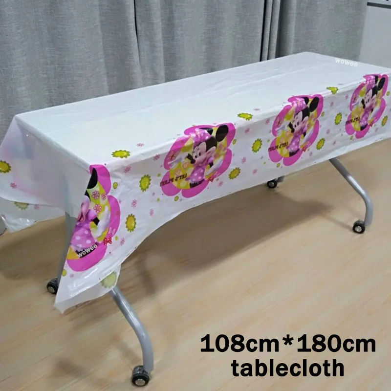 108180cm Tablecloth 10 шт./пакет Минни вечерние поставки питьевые Соломки с мультипликационным принтом на день рождения украшения Baby Shower тема праздничные сувениры детские штаны для мальчиков и девочек - Цвет: 108180cm Tablecloth