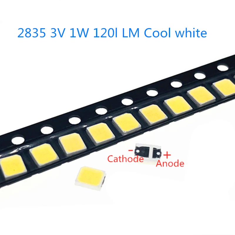 

50-1000pcs High Brightness 2835 125Lm SMD LED Chip 1W 3V 3000k 4000K 6000K 9500 White LED Surface Mount PCB Light Emitting Diode