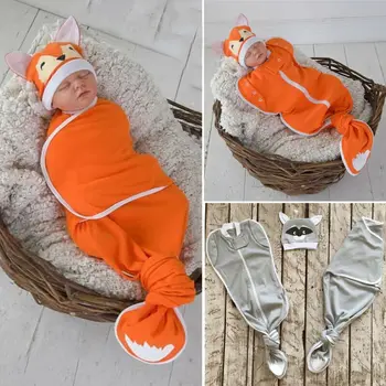 

2020 envelope for newborns Baby Sleeping Bag Blacket Swaddle+Hat Cartoon Animal Wrap Sleeping Bags Sleep sacks Cotton Soft 2PCS
