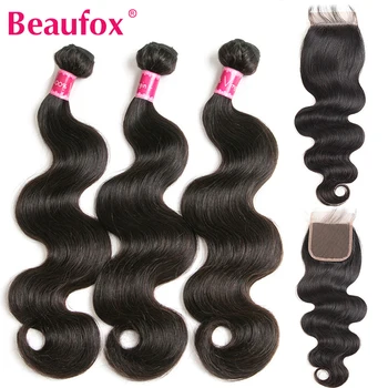 

Beaufox Human Hair Bundles With Closure Peruvian Body Wave Hair Bundles With Closure Remy Hair Closure With Bundles