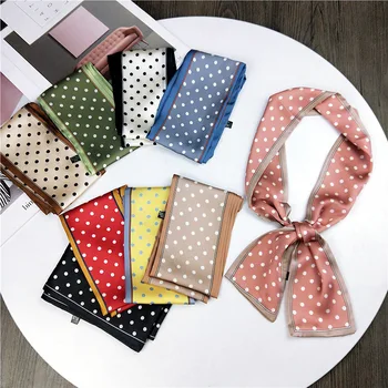 

Polka Dot Kerchief Satin Scarves DIY Silk Wrist Ribbon elegent Scarf Hair Tie BandHair Scarf Skinny Long Streamers Hair Band