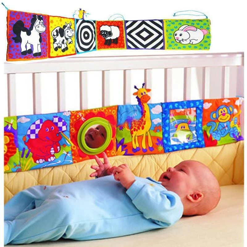  Newbron Baby Bed Bumper Crib Protector Mobile Cloth Book Soft Educational Cot Book Toys Baby Beddin