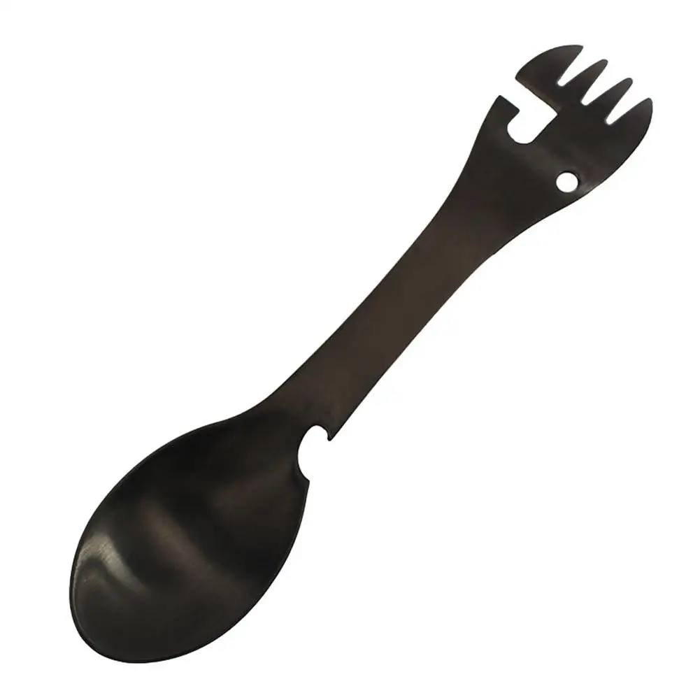 

Durable Multifunctional Spoon Fork Stainless Steel 5in1 Function Fork Spoon Knife Bottle Opener Outdoor Cutlery