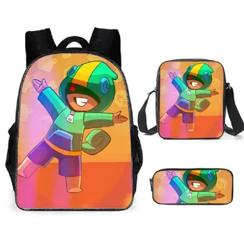 

Fashion Schoolbag 3PCs/Set Children's School Backpack Game hero Leon Kids School Bags Cartoon Design Teenagers Book-Bags Set