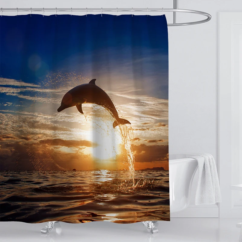 Синий океан Нескользящие коврики для ванной ковер 3D Дельфин Ванная комната занавеска для душа и Ковер Наборы коврик для ног колодки подарок
