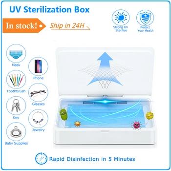 

UV Light Face Mask Sterilizer Box Anti Bacteria Ultraviolet Ray Disinfection for Jewelry Watch Phone Aromatherapy Esterilizador