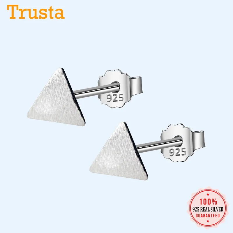 Trusta, 925 пробы, серебряные ювелирные изделия, модные милые миниатюрные серьги 0,45 см X 0,45 см, мини серьги-гвоздики, подарок для девочек, детей, леди, DS19-Triangle