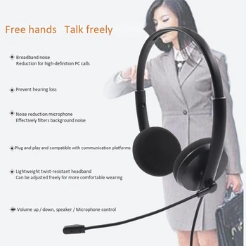 

Hot TX-8091 USB Call Center Headset with Noise Cancelling Mic for PC Home Office Phone Customer Service Plug and Play