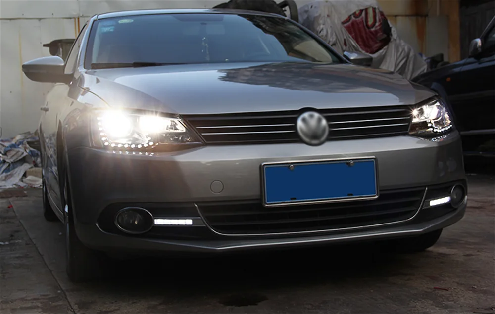 Пара для jetta светодиодный фары 2012- jetta HID фары биксеноновые фары Противотуманные фары Дневные ходовые огни двойные линзы
