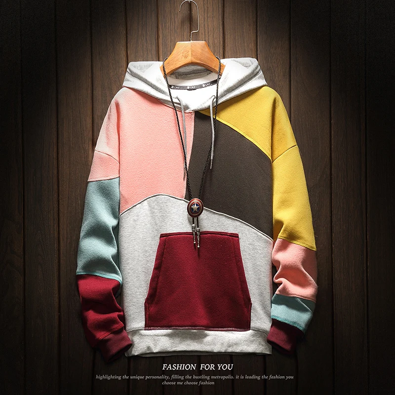 Hoodie Men Pullover Men's Colorblocked Best Quality 2019 New Fashion Sweatshirts Mens Patchwork Japanese Retro Hooded Hoodies Hoodie Men Pullover Men's Colorblocked Best Quality 2019 New Fashion Sweatshirts Mens Patchwork Japanese Retro Hooded Hoodies