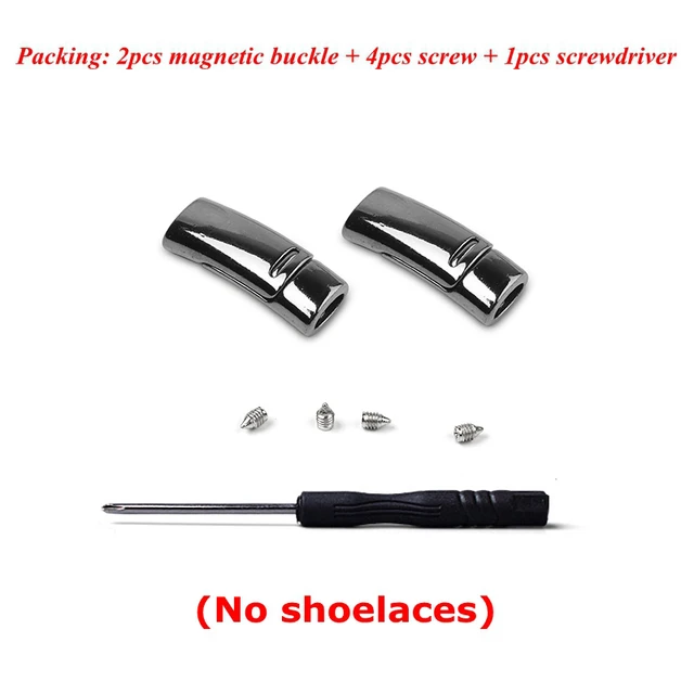 Magnetic lock Elastic Shoelaces Flat Of Sneakers No tie Shoe Laces Metal locking Easy to put on and take off Lazy Shoelace Metal lock gun color
