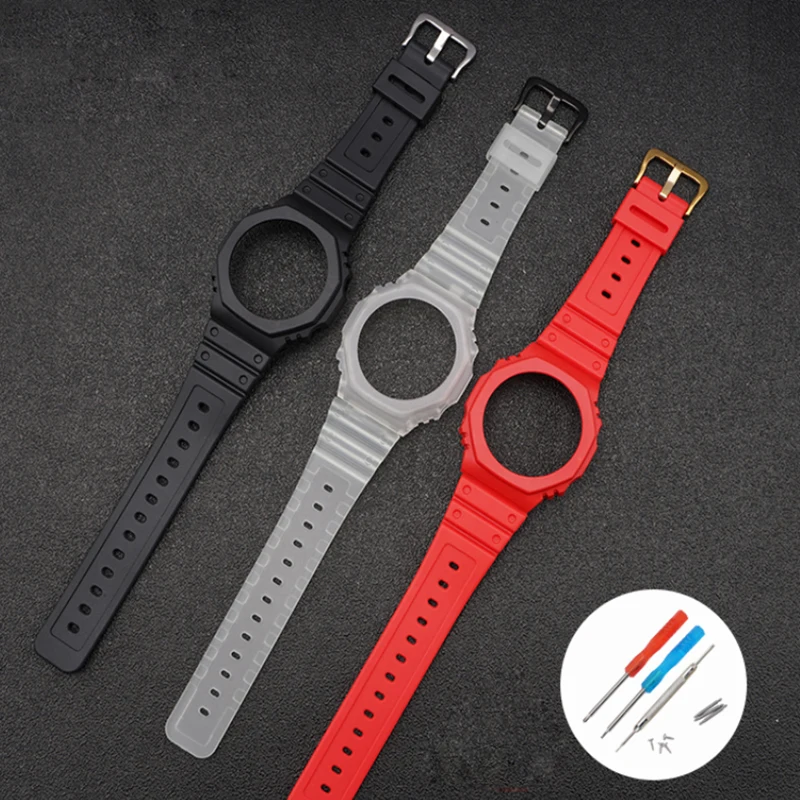Rubber Sport Strap Watch Band for Casio G-shock GA-2100 Men wristband GA2100 Frame Bumper GA-2100-4APR Protective Case Bezel | Электроника