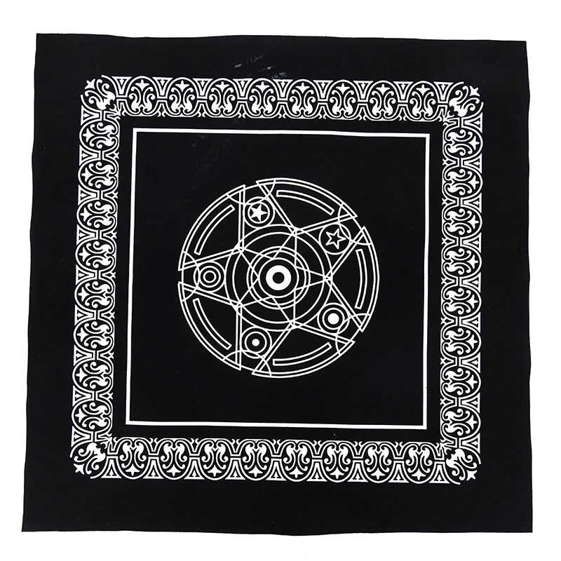 

49cm x 49cm Velvet Tarot Tablecloth Altar Wicca Pentacle Sun Embroidery Board Game Tarot Tablecloth