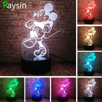 

Cartoon Cool 3D Boys Walking Mickey Mouse Figuarts Night Light Table lamp with Interesting 7 Different Color Change Child Gifts