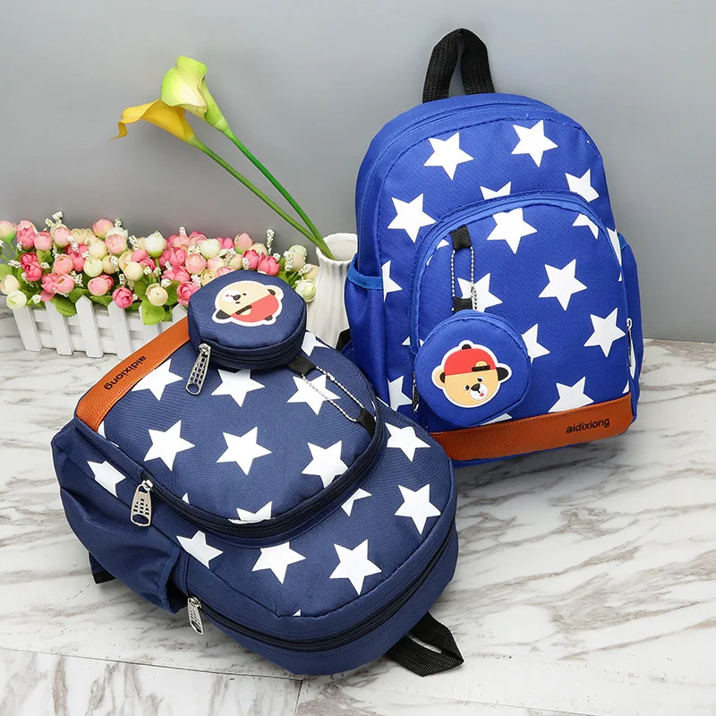 

Kindergarten School Bag for Top Class in Star Cartoon Bear Backpack Burden Relieving 3-4-5-6-Year-Old CHILDREN'S Rucksack