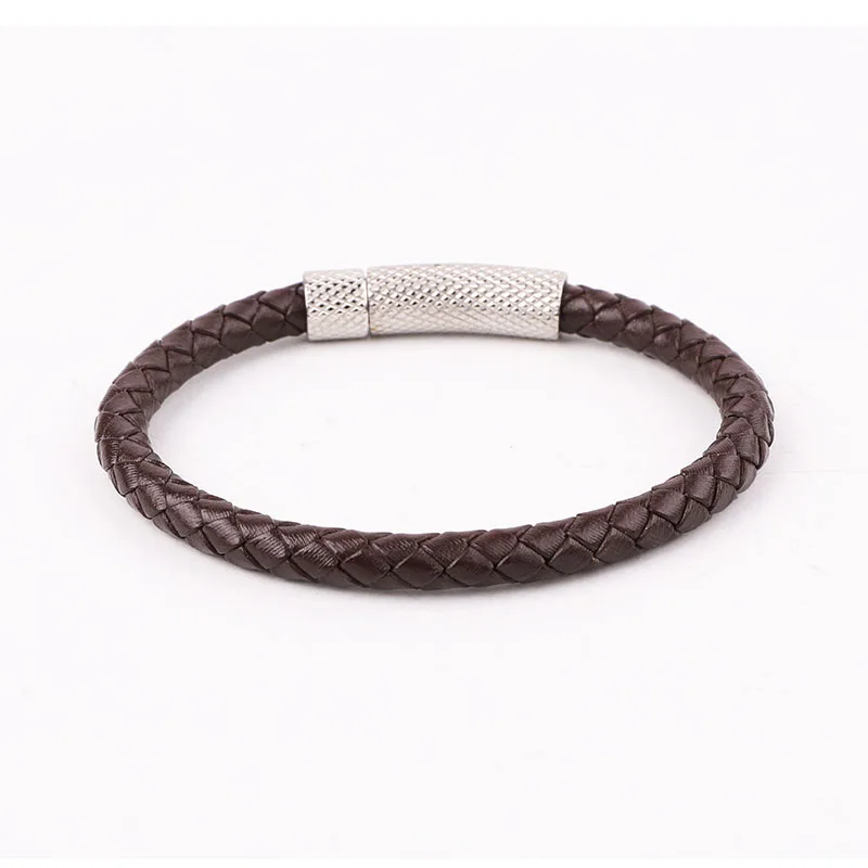 High Quality 316L Stainless Steel Clasp Genuine Leather Bracelet Men Jewelry Gift - Image 6