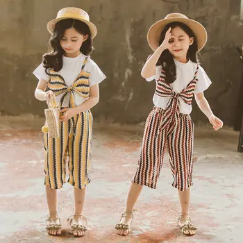 

Summer Fall Girls Clothes Sets Baby Girl Short Sleeve Shirt Top+Shorts Suits Kids Clothing Striped Children's Beach Clothes 2pcs