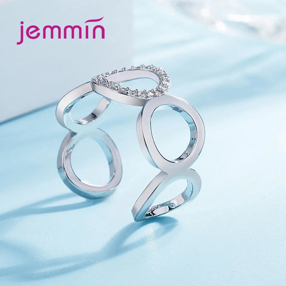 Дизайн 925 пробы Серебряное Открытое кольцо для женщин юбилей обручение подарок 2 цвета номер 8 форма регулируемый Шарм ювелирные изделия