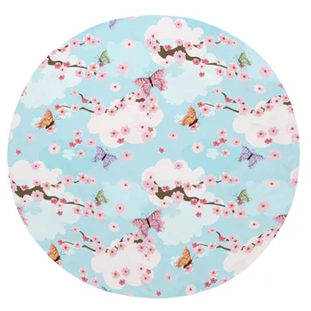 

Super Soft Plush Flannel Blanket Butterfly Flower Cherry Blossom Pink Spring Blankets Round Throw Blanket for Beds