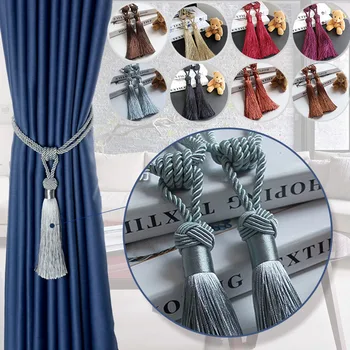 

BEL AVENIR 2PCS Handmade High Quality Window Tassel Cloth Curtains Tieback Curtains Buckle Home & Living Decoration 11 Colors