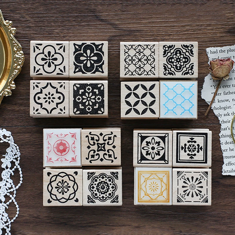 

Retro Printing pattern wood stamp Set DIY wooden rubber stamps for scrapbooking stationery scrapbooking standard stamp