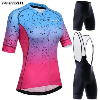 

PHMAX Women Cycling Set Bike Clothes Breathable Comfortable Anti-UV Bicycle Short Sleeve Cycling Jersey Set Cycling Clothing