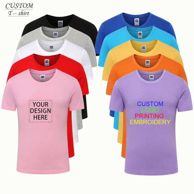 

Custom embroidery 100%ctton short t-shirt and print t-shirt uniform workwear custom