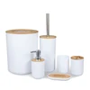 6Pcs/Set Bamboo Wood Bathroom Set Toothbrush Holder Soap Dish Trash Can Toilet Brush Container ► Photo 2/6