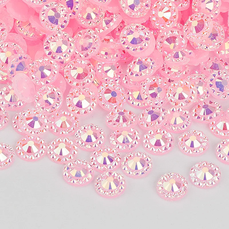 JUNAO 4 5 6 мм розовый цветок AB дизайн ногтей Стразы Круглый кристалл наклейки Flatback смолы драгоценные камни аппликация из страз для одежды Ювелирные изделия - Цвет: Light Pink AB