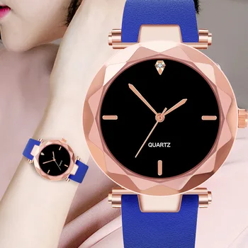 

Luxury Ladies Quartz Watch Pink Leather Strap Bracelet Fashion Diamond Dial Watches For Women Clocks Couple Wristwatch Gift ZA45
