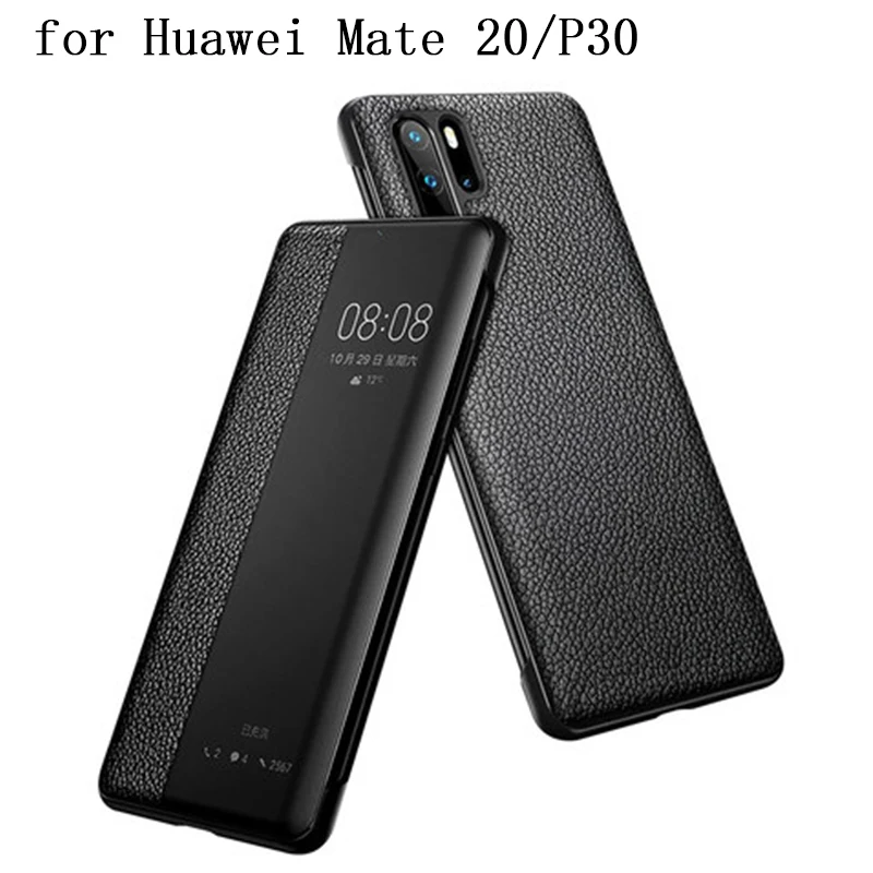 Smart Genuine Leather Shell for Huawei Mate 20/20x/20pro/20rs Case Window View Cover Skin Screen Protector P30/P30Pro | Мобильные
