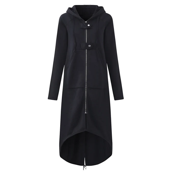 Women Autumn Overcoat Zipper Cotton Hooded Long Sleeves Female Windbreaker Plus Size HSJ88