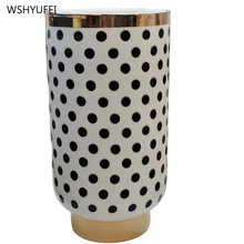1 шт. большая инкрустированная в золотой черный горошек керамическая ваза цветочный горшок Цветочная композиция простой домашний гостиничный стол мягкое украшение мебели